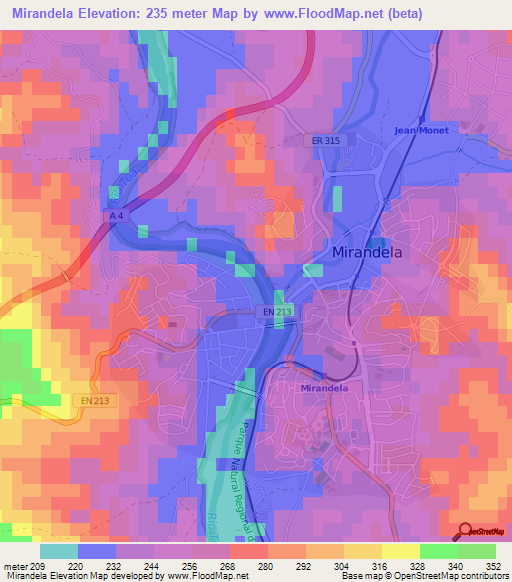Mirandela,Portugal Elevation Map