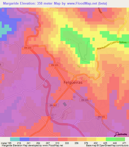 Margaride,Portugal Elevation Map