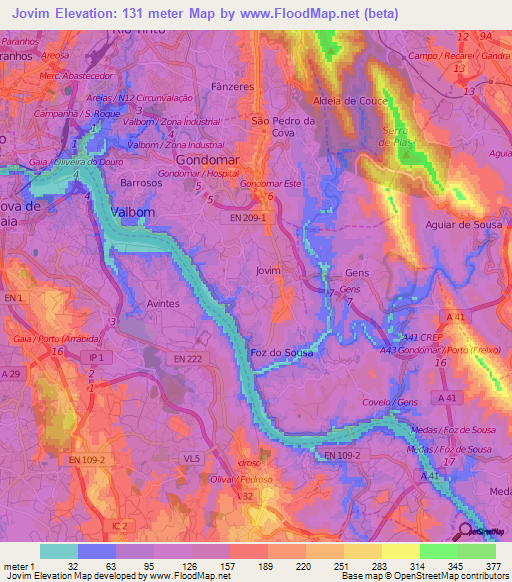 Jovim,Portugal Elevation Map