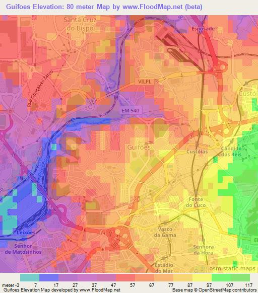 Guifoes,Portugal Elevation Map