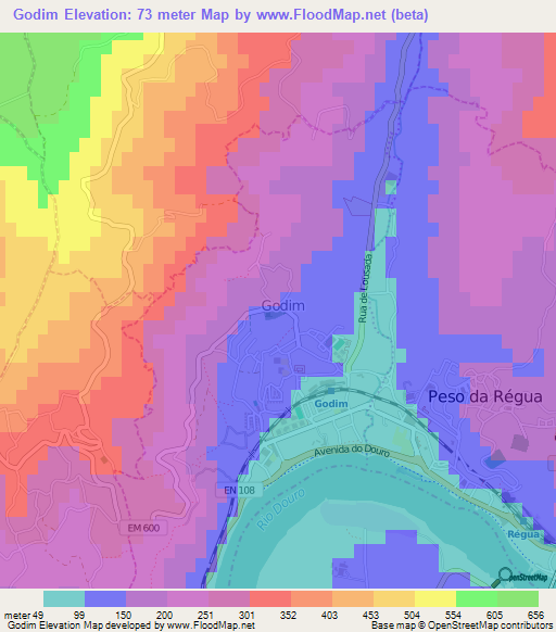 Godim,Portugal Elevation Map