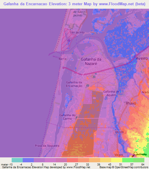 Gafanha da Encarnacao,Portugal Elevation Map