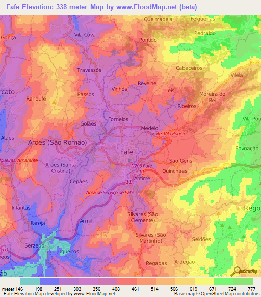 Fafe,Portugal Elevation Map