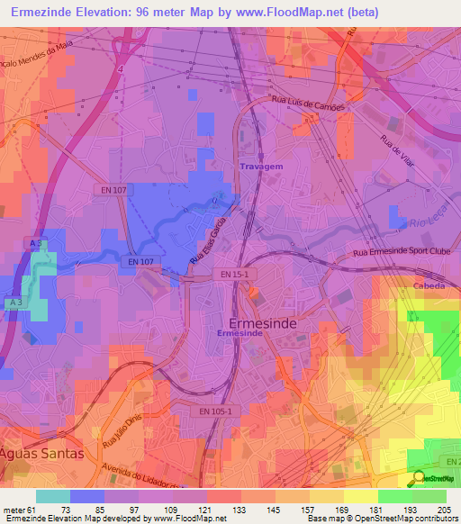 Ermezinde,Portugal Elevation Map
