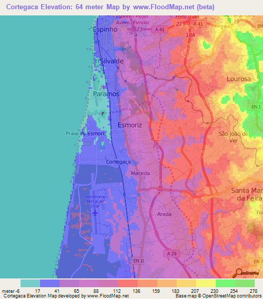 Cortegaca,Portugal Elevation Map