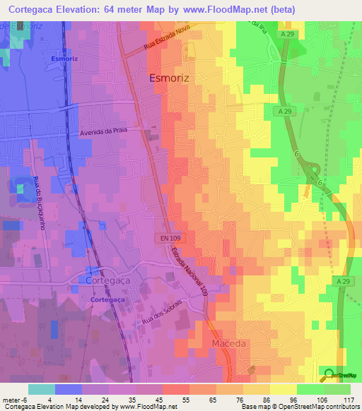 Cortegaca,Portugal Elevation Map