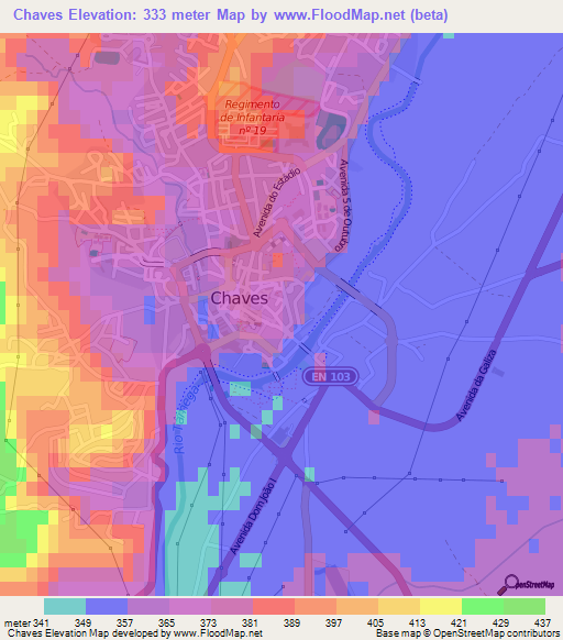 Chaves,Portugal Elevation Map