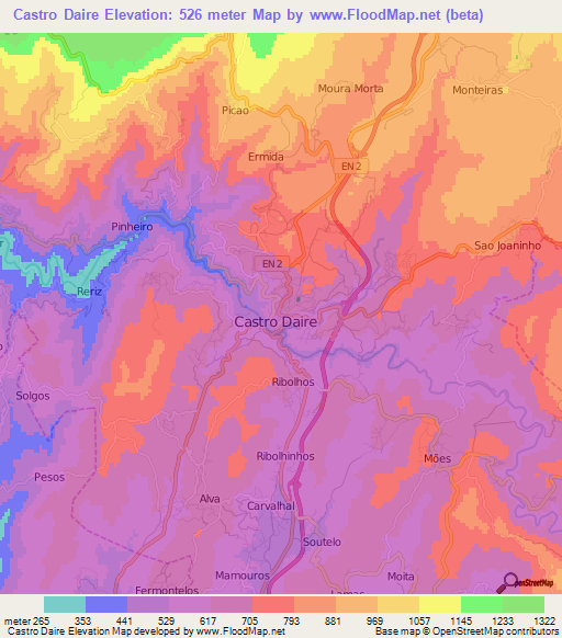 Castro Daire,Portugal Elevation Map