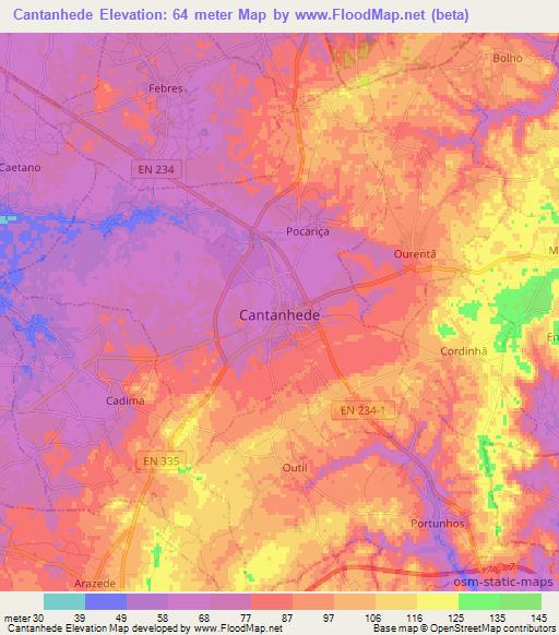 Cantanhede,Portugal Elevation Map