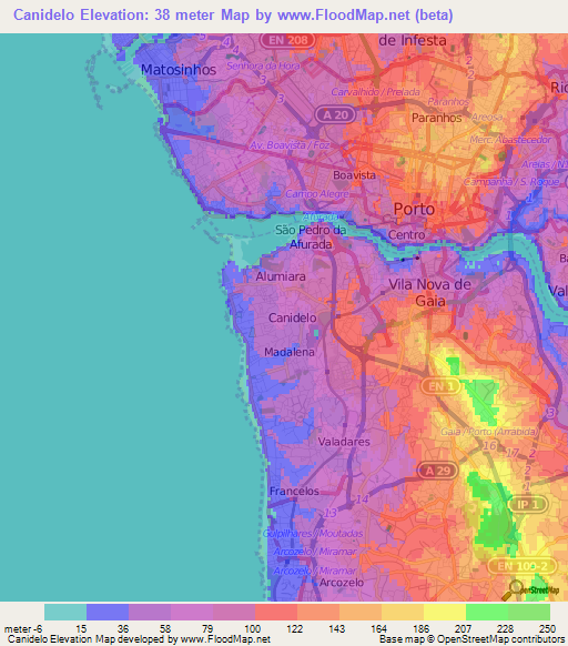 Canidelo,Portugal Elevation Map