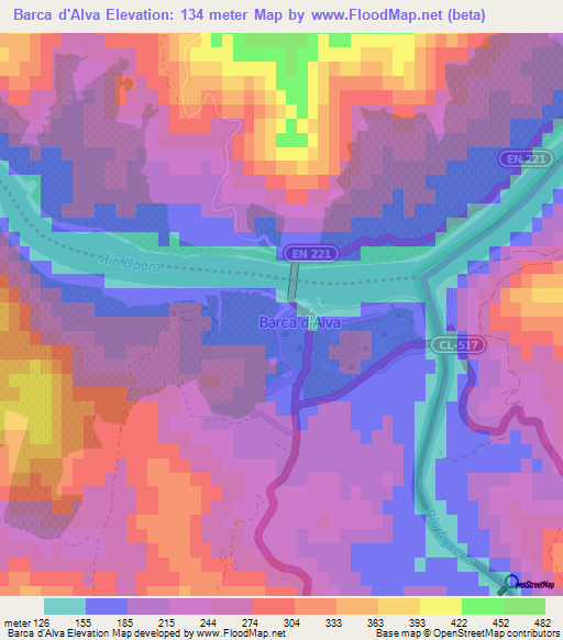 Barca d'Alva,Portugal Elevation Map