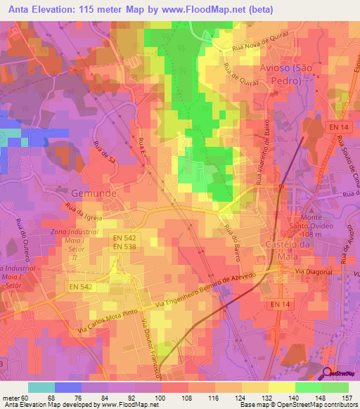 Anta,Portugal Elevation Map