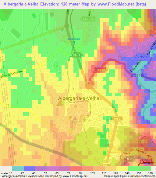 Albergaria-a-Velha,Portugal Elevation Map