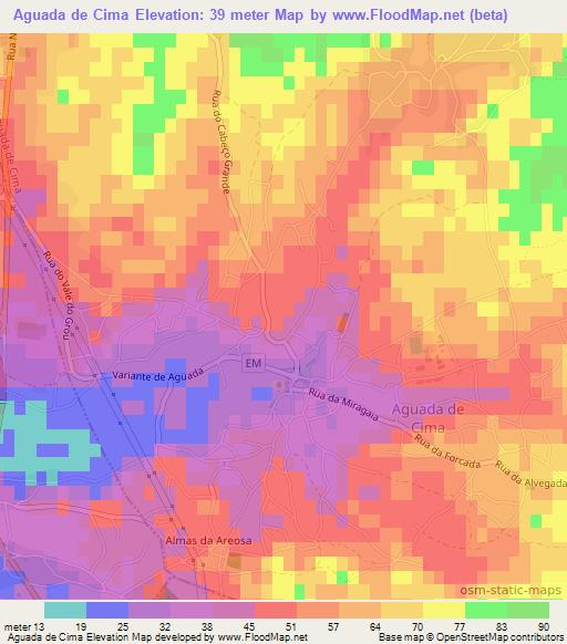 Aguada de Cima,Portugal Elevation Map