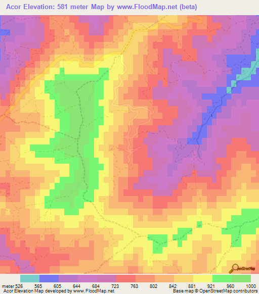 Acor,Portugal Elevation Map