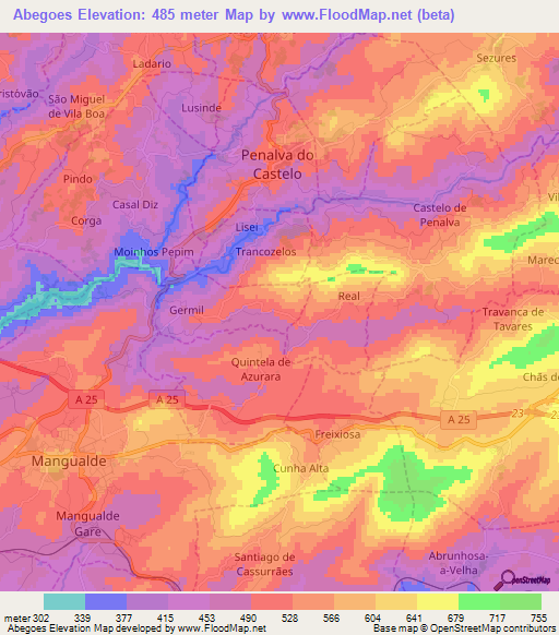 Abegoes,Portugal Elevation Map