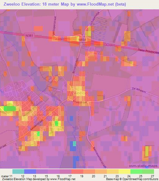 Zweeloo,Netherlands Elevation Map