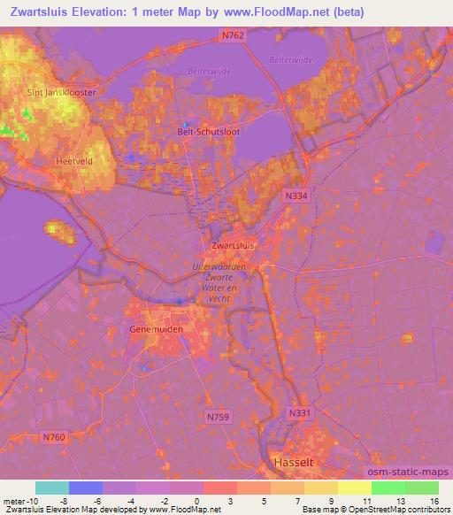 Zwartsluis,Netherlands Elevation Map