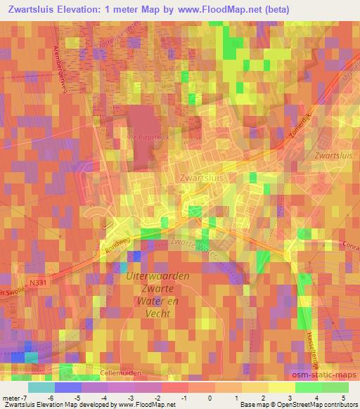 Zwartsluis,Netherlands Elevation Map