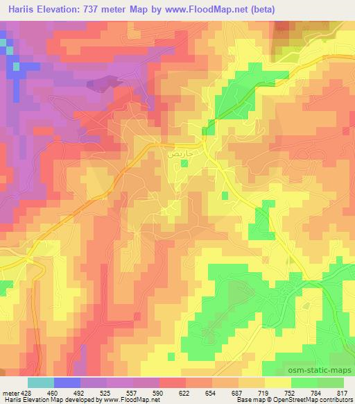 Hariis,Lebanon Elevation Map