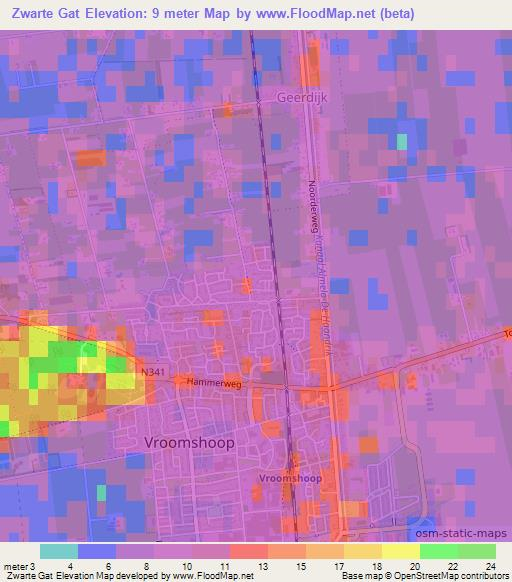 Zwarte Gat,Netherlands Elevation Map