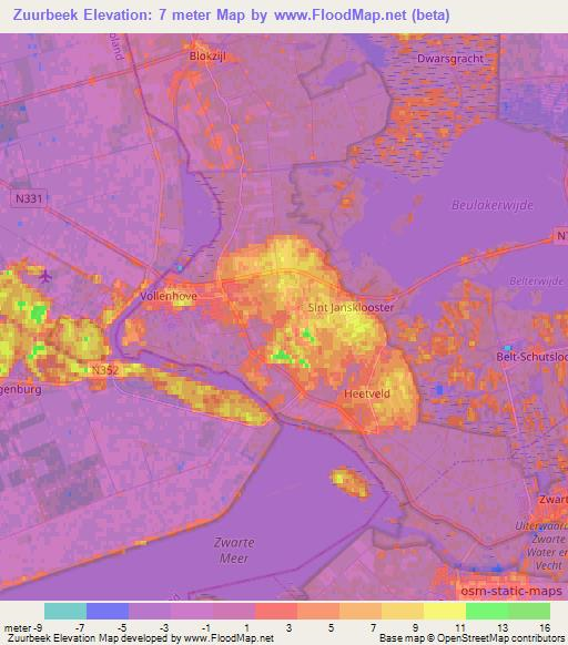 Zuurbeek,Netherlands Elevation Map