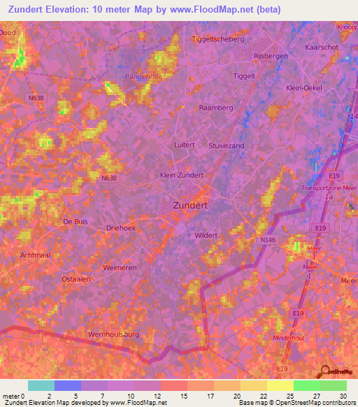 Zundert,Netherlands Elevation Map