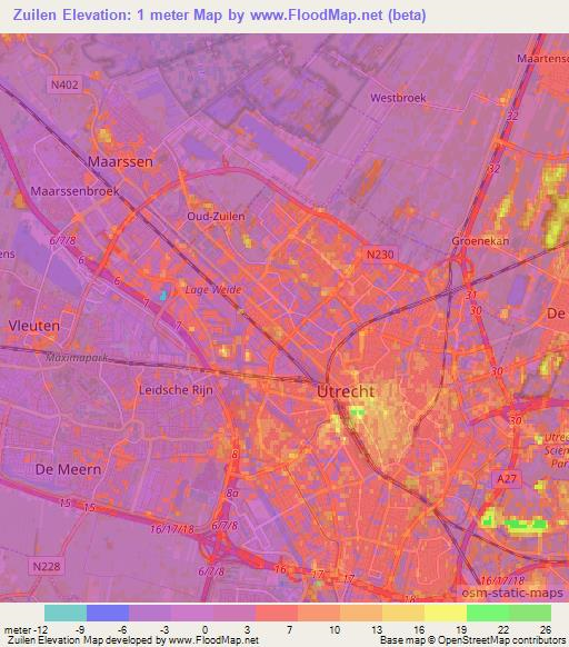 Zuilen,Netherlands Elevation Map