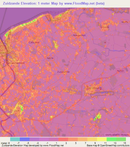 Zuidzande,Netherlands Elevation Map