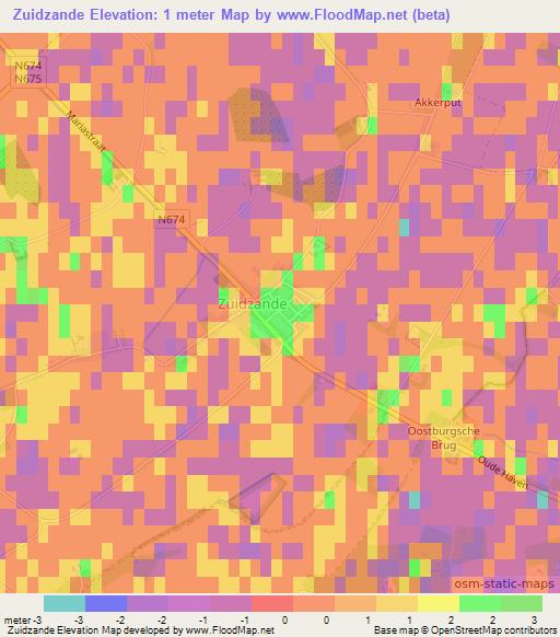 Zuidzande,Netherlands Elevation Map