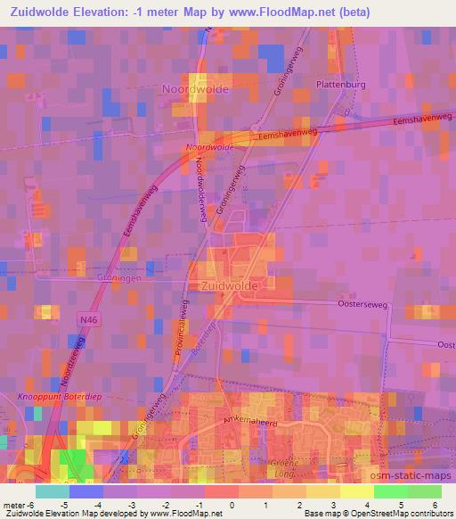 Zuidwolde,Netherlands Elevation Map