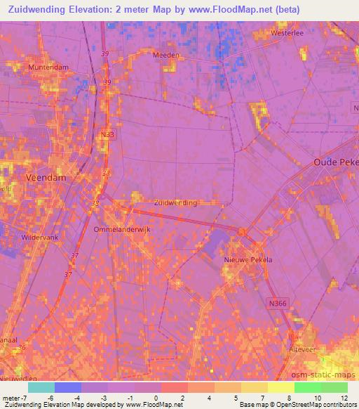 Zuidwending,Netherlands Elevation Map