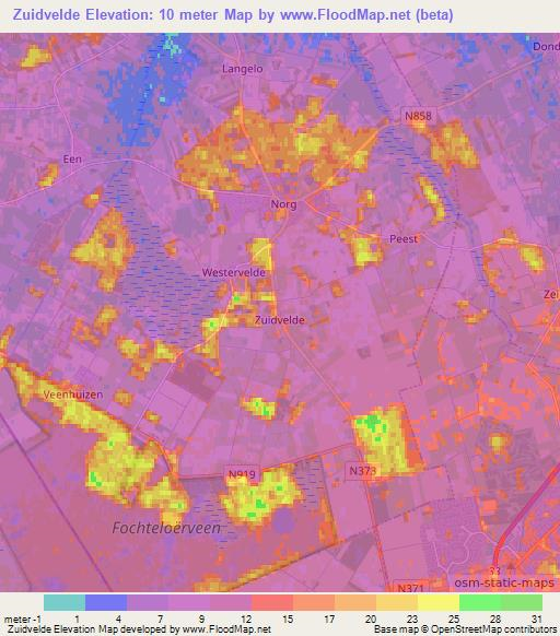 Zuidvelde,Netherlands Elevation Map