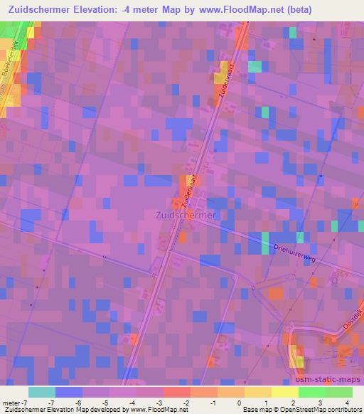 Zuidschermer,Netherlands Elevation Map