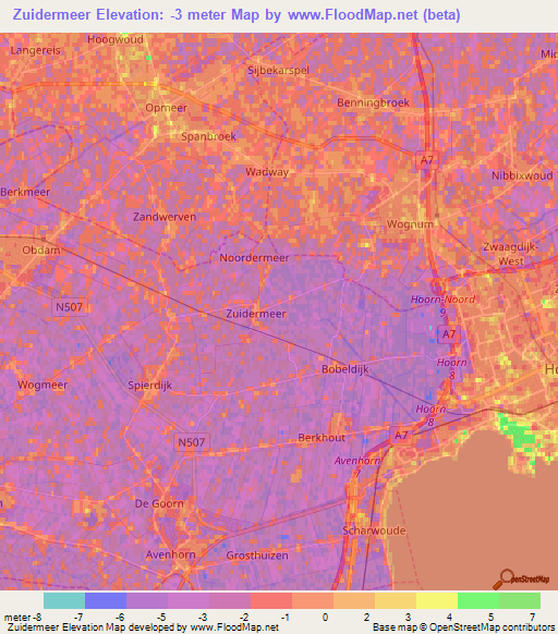 Zuidermeer,Netherlands Elevation Map