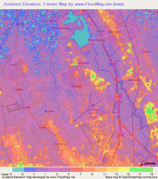 Zuideind,Netherlands Elevation Map