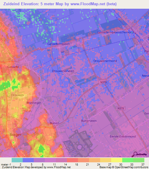 Zuideind,Netherlands Elevation Map