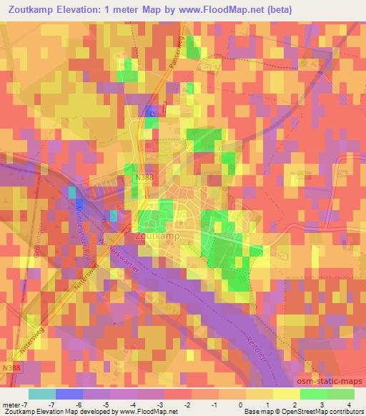 Zoutkamp,Netherlands Elevation Map