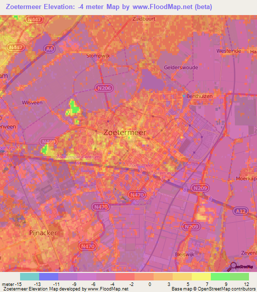 Zoetermeer,Netherlands Elevation Map