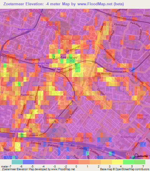 Zoetermeer,Netherlands Elevation Map