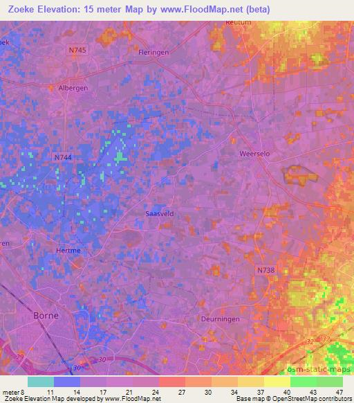 Zoeke,Netherlands Elevation Map