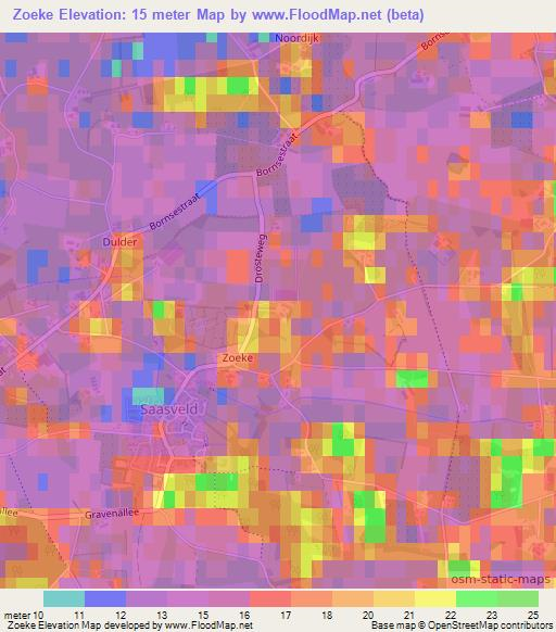 Zoeke,Netherlands Elevation Map