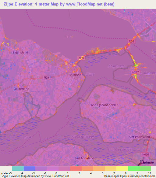 Zijpe,Netherlands Elevation Map
