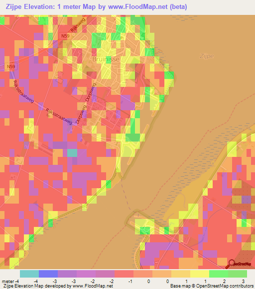 Zijpe,Netherlands Elevation Map