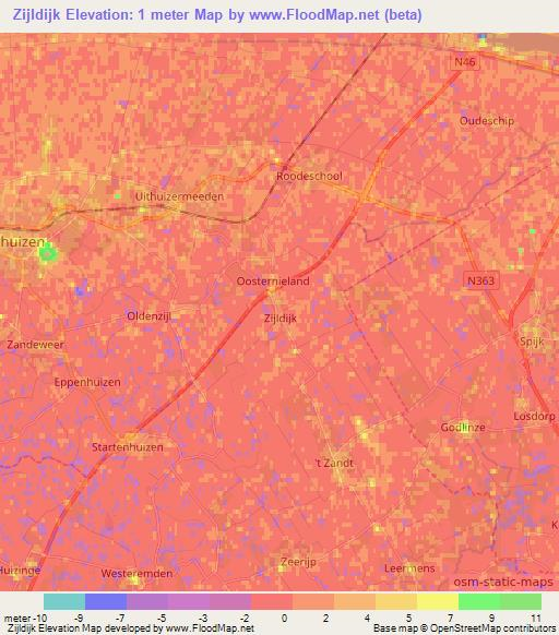 Zijldijk,Netherlands Elevation Map