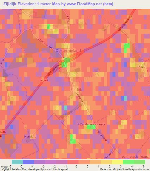 Zijldijk,Netherlands Elevation Map