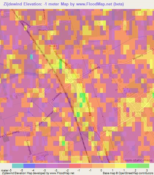 Zijdewind,Netherlands Elevation Map