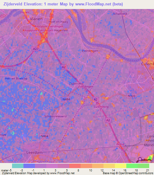 Zijderveld,Netherlands Elevation Map