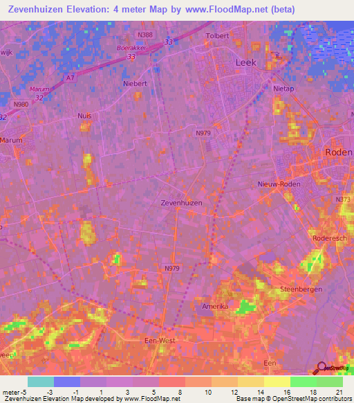Zevenhuizen,Netherlands Elevation Map