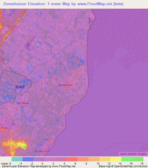 Zevenhuizen,Netherlands Elevation Map